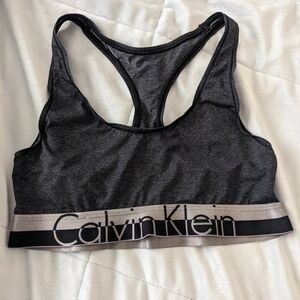 Calvin Klein Unlined Sports Bra Lightweight Grey And Silver Size Medium